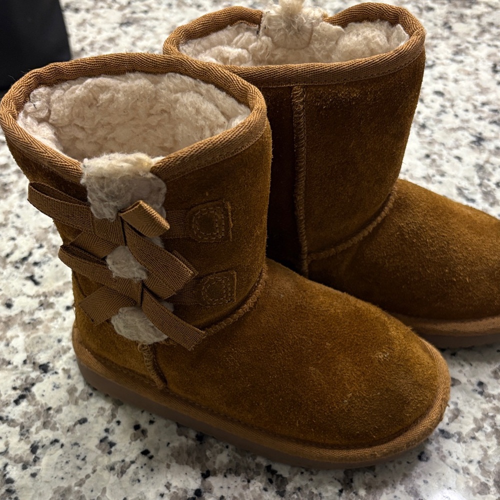 Koolaburra Tan Kids Boots with Bow Accents